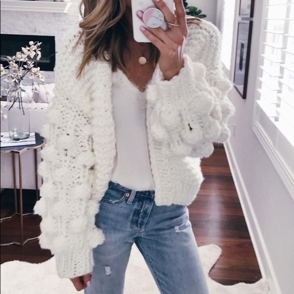 Chunky Pom Pom Cardigan by ChicWish